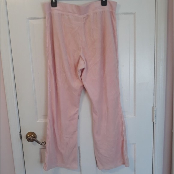 Vintage y2k pink satin piping stretch velour velvet track pants sweatpants - Picture 2 of 3